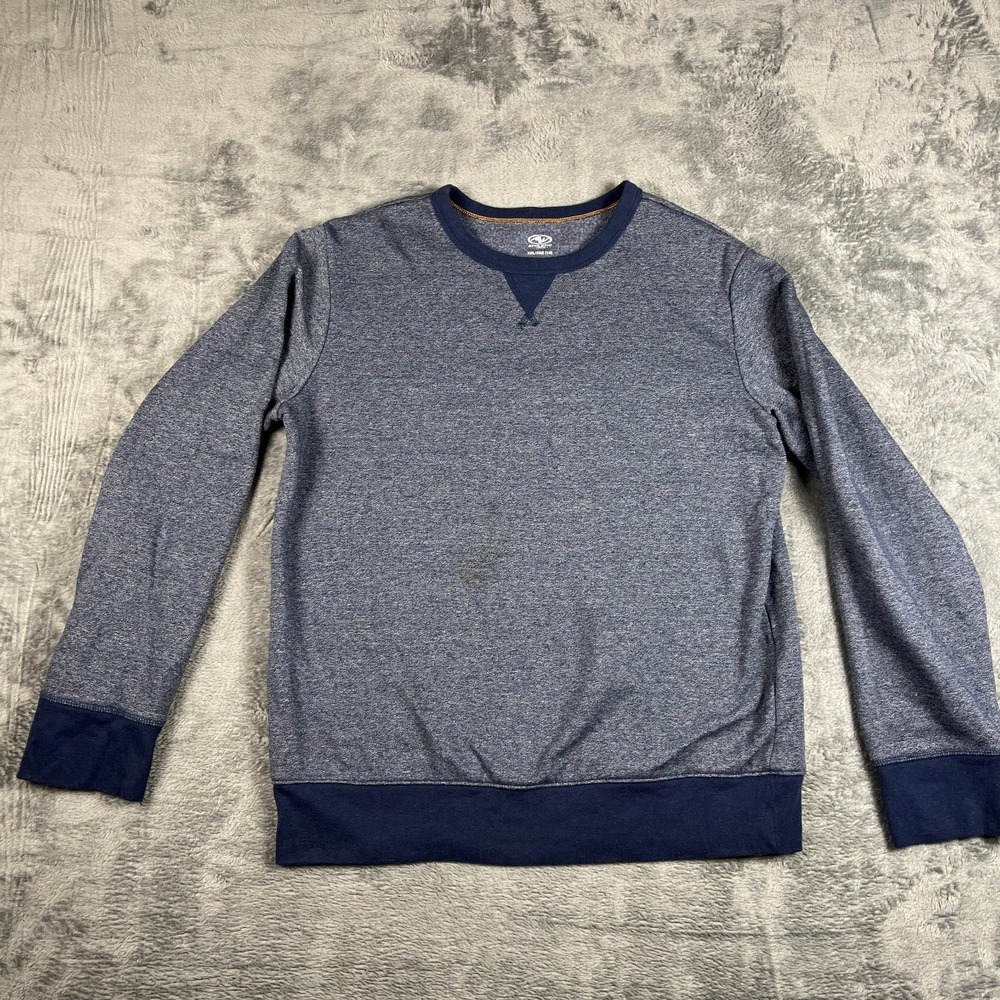 Athletic Works Sweatshirt Youth 2XL(18) Blue Fleece Lined V Insert Rib Crew Neck